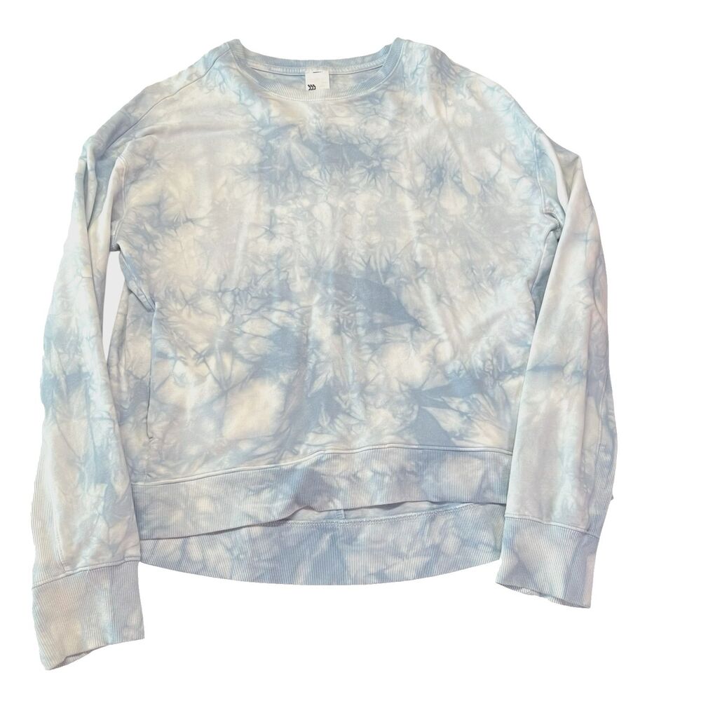 All in Motion Women Medium Blue Tie Dye Active Sweatshirt Thumbholes Pockets